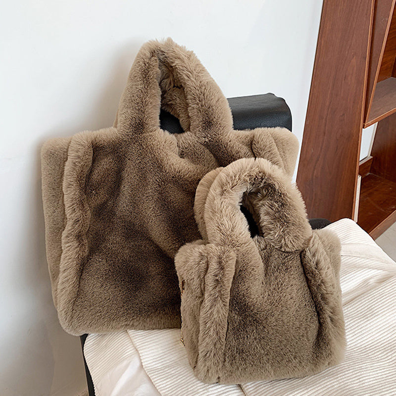 Winter Plush Tote – Cozy Large-Capacity Shoulder Bag