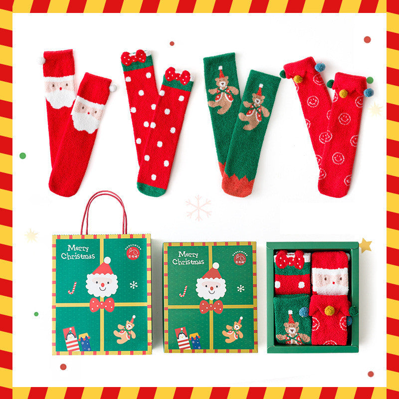 Family Matching Christmas Socks Gift Box – Parent-Child Holiday Set