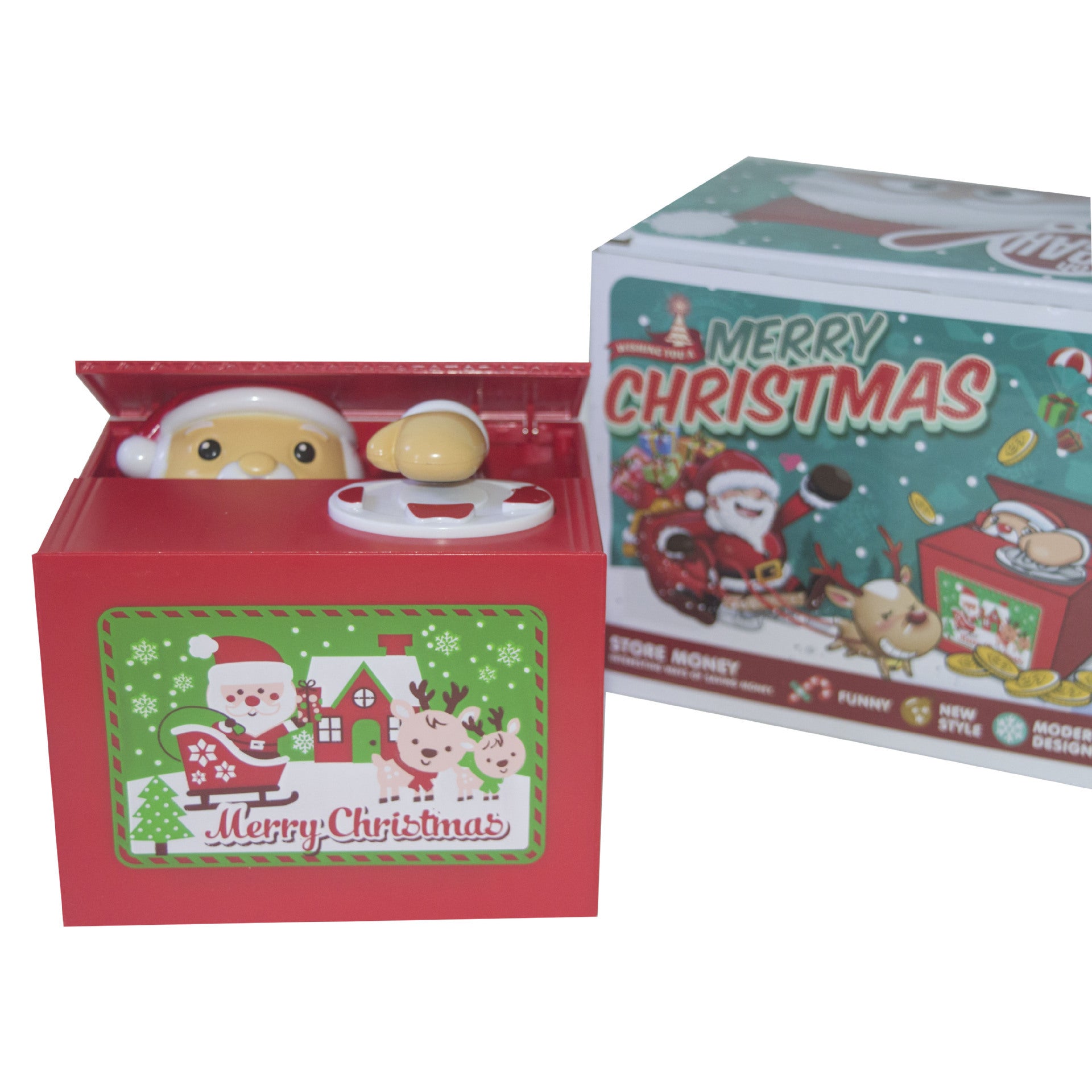 Electric Santa Claus Piggy Bank– Automatic Coin Stealing Box