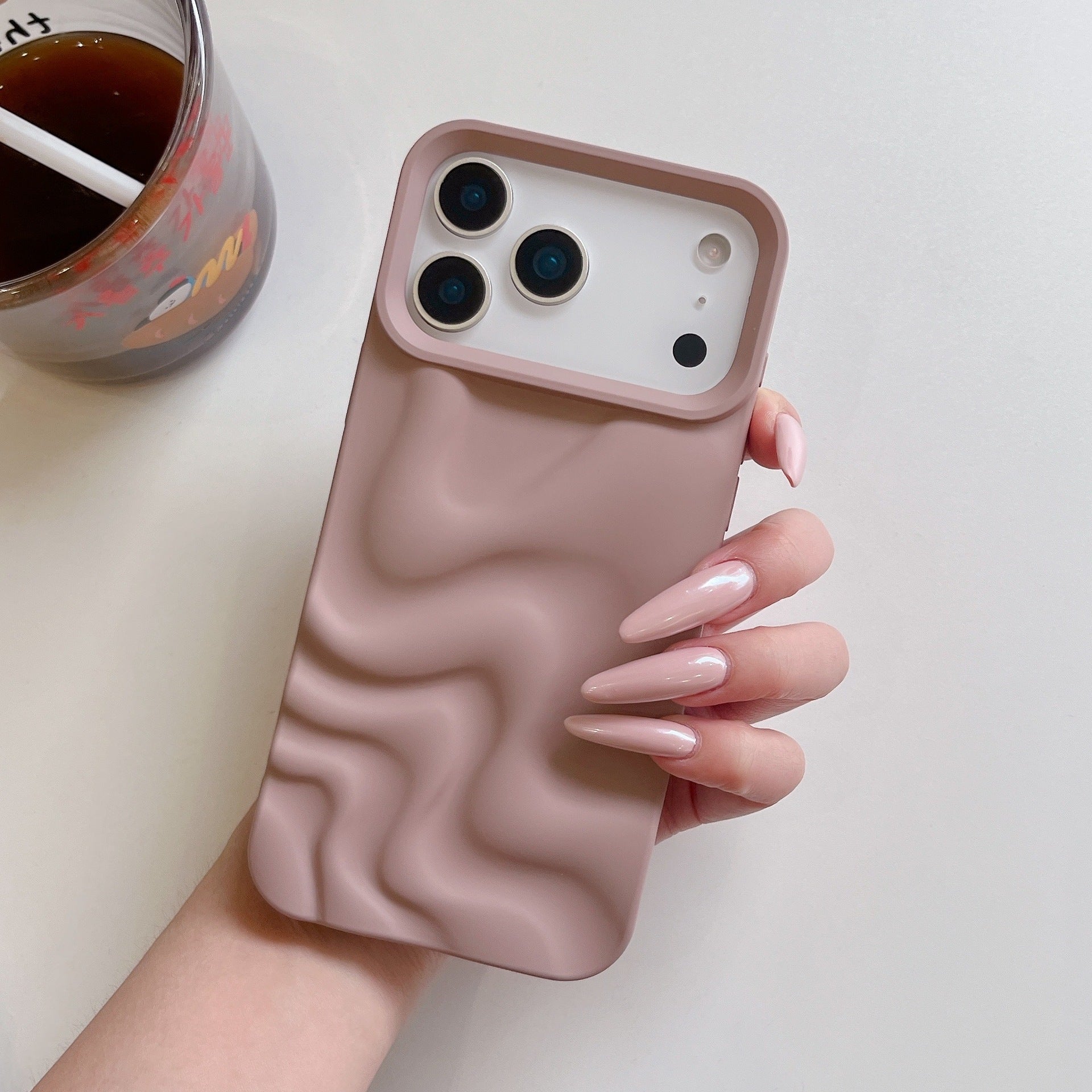 Creative Irregular Wave Pattern Solid Color Phone Case (17)