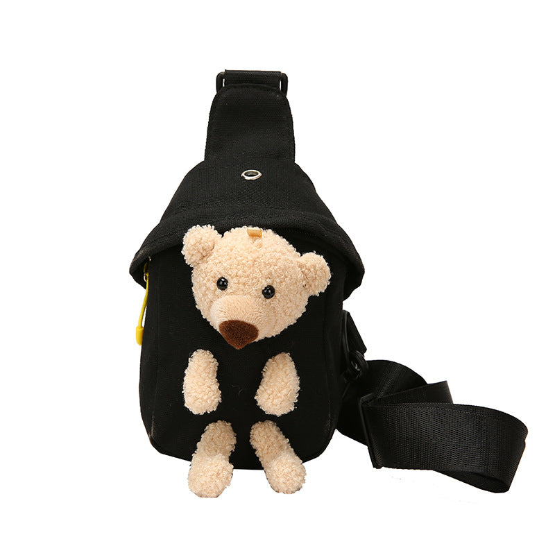 Canvas Bear Chest Bag – Cute Shoulder Crossbody
