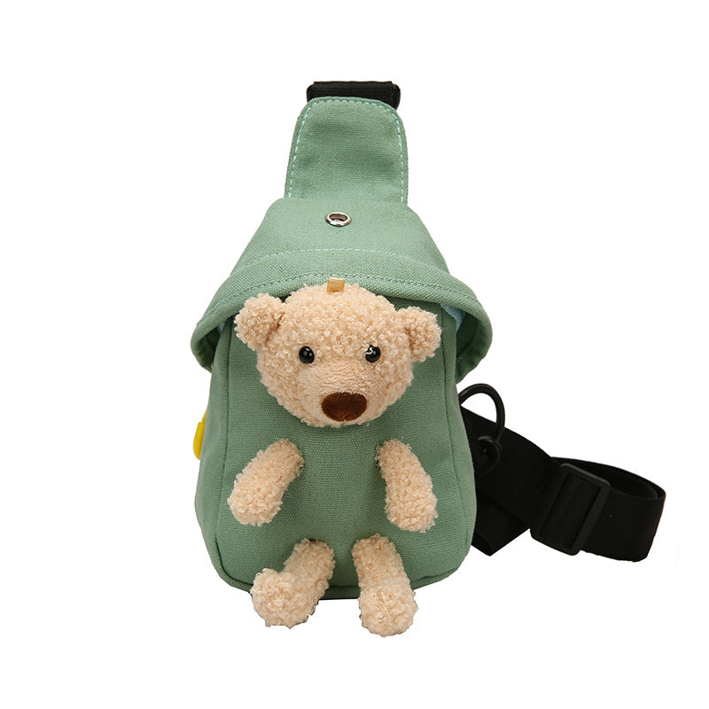 Canvas Bear Chest Bag – Cute Shoulder Crossbody