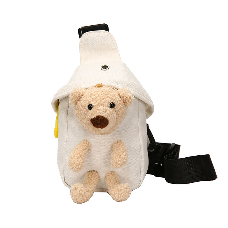 Canvas Bear Chest Bag – Cute Shoulder Crossbody