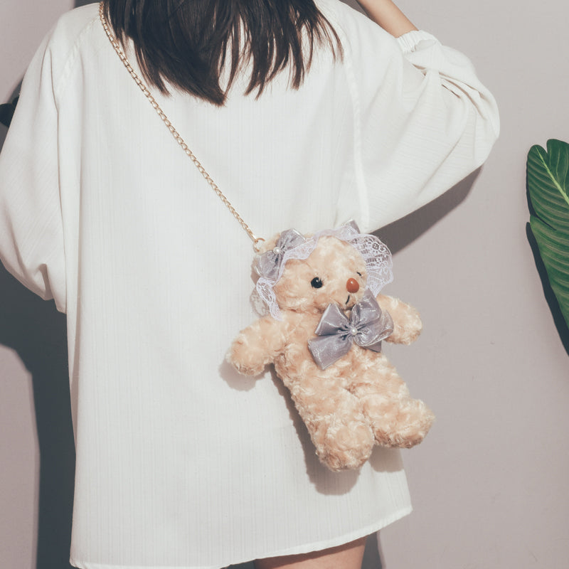 Cute Bear Crossbody Bag – Plush Cartoon Shoulder Bag