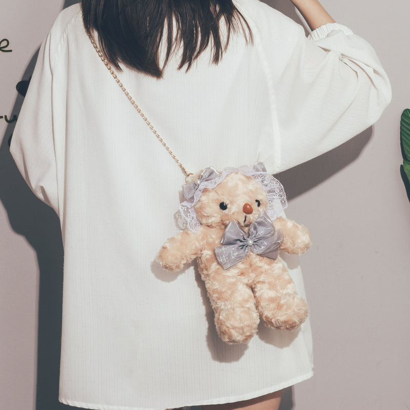 Cute Bear Crossbody Bag – Plush Cartoon Shoulder Bag