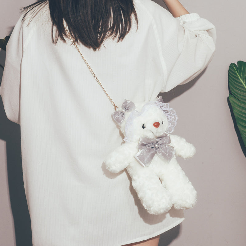 Cute Bear Crossbody Bag – Plush Cartoon Shoulder Bag