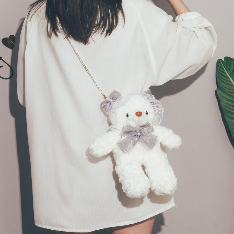 Cute Bear Crossbody Bag – Plush Cartoon Shoulder Bag