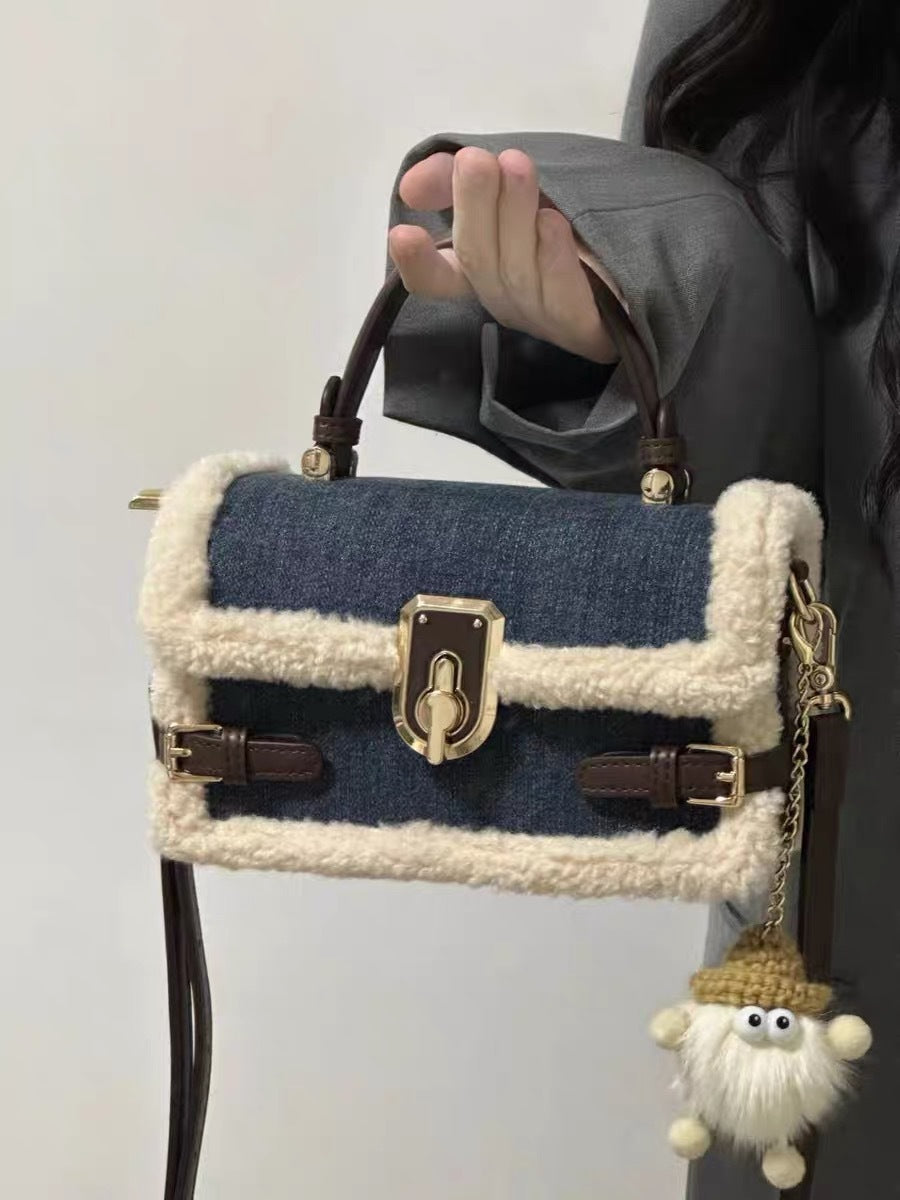 Denim + Lamb Wool Crossbody