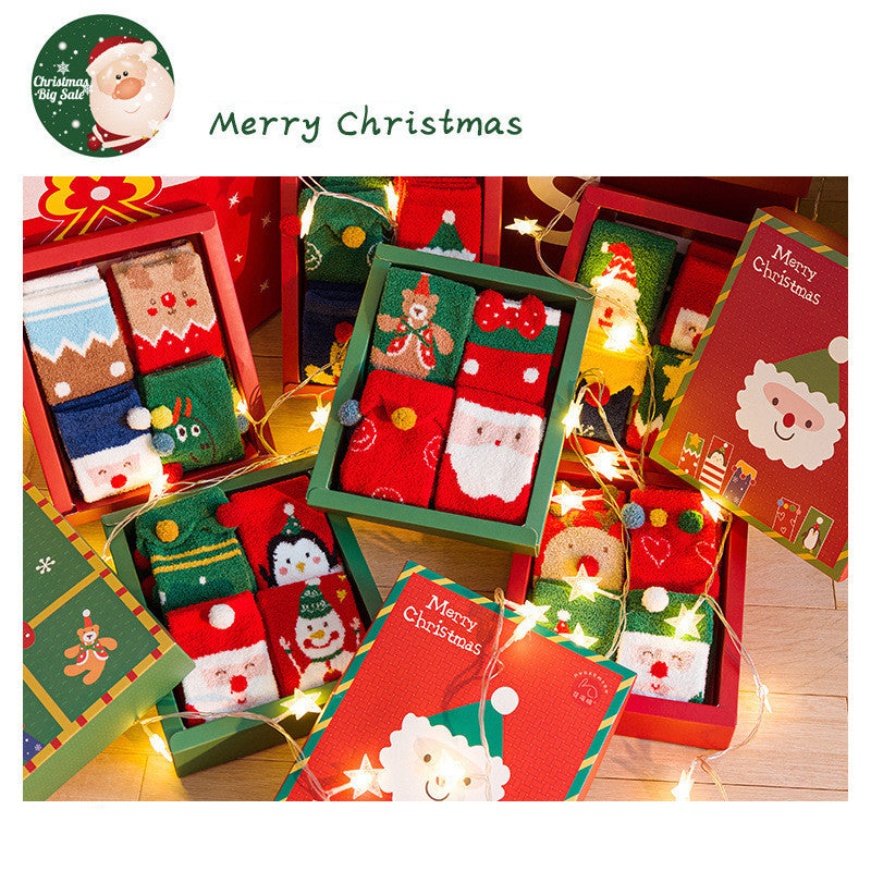 Family Matching Christmas Socks Gift Box – Parent-Child Holiday Set