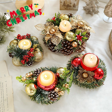 Christmas Artificial Pinecone Candle Holder