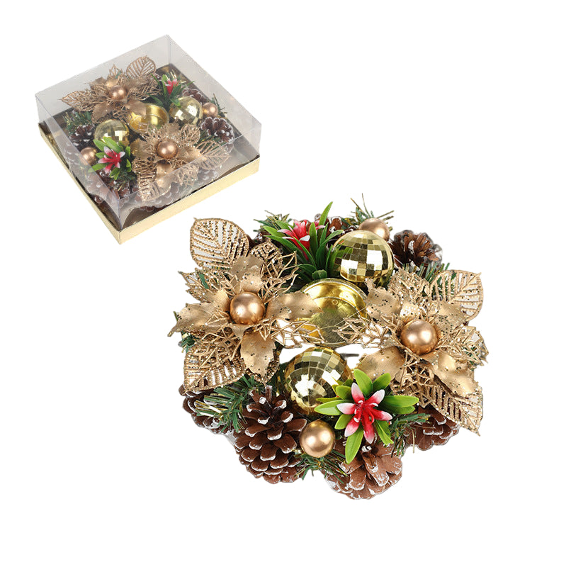 Christmas Artificial Pinecone Candle Holder