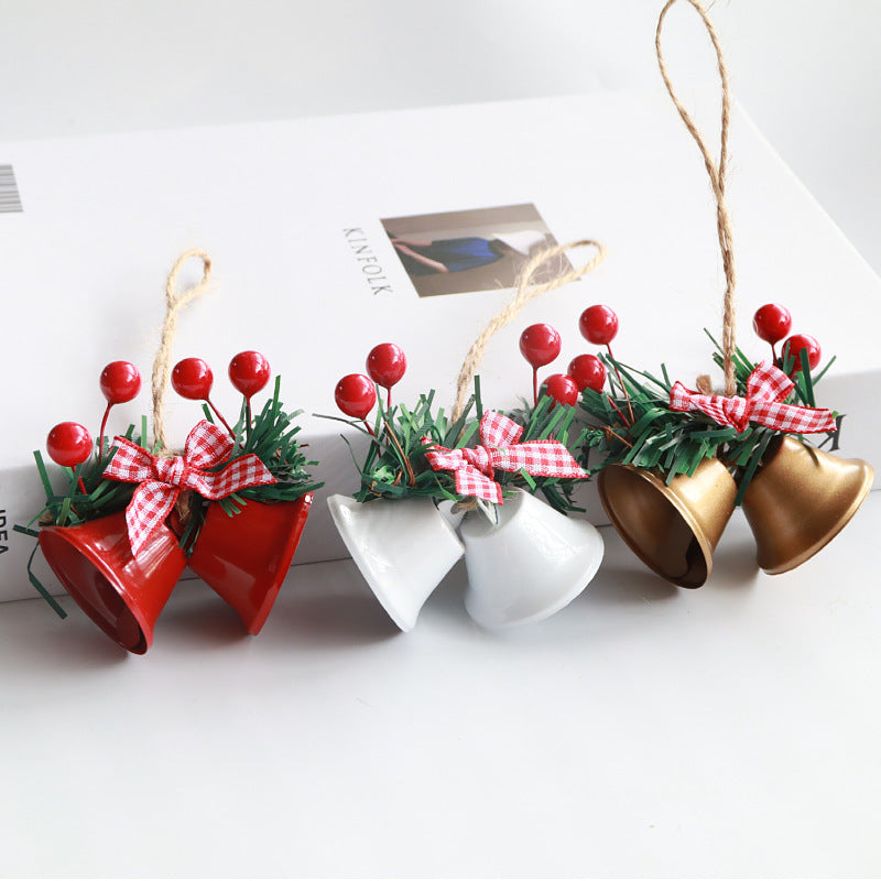 Christmas Hawthorn Bow Jingle Bell Hanging Decoration