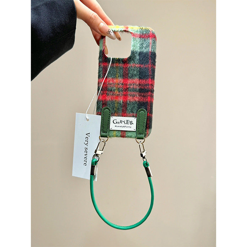 Cozy Flannel Contrast-Color Check Phone Case (13-16)