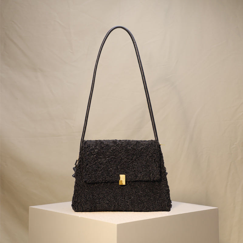 Winter Faux Lamb Wool Bag – Soft Double-Strap Shoulder & Underarm Crossbody