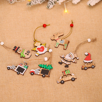 Cartoon Wooden Small Pendant Christmas Decorations