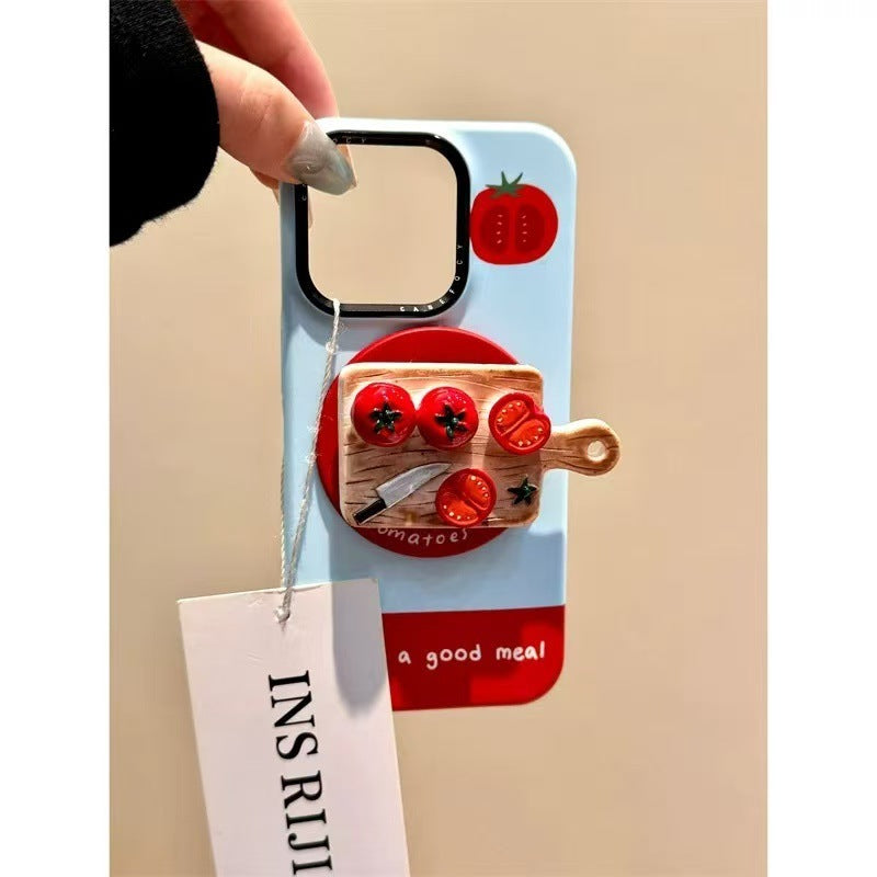 Cute Tomato Cutting Board Magnetic Stand Phone Case (13-16)
