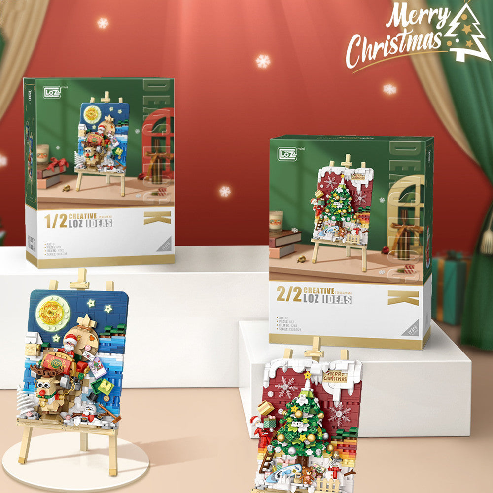 Sled Car Christmas Tree 3D Painting – Small Particle Building Blocks