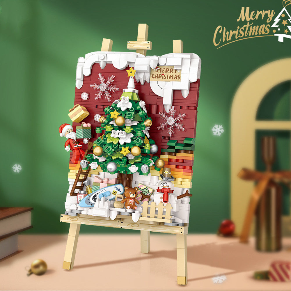 Sled Car Christmas Tree 3D Painting – Small Particle Building Blocks