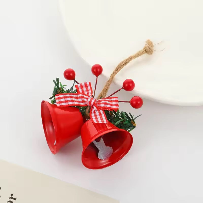 Christmas Hawthorn Bow Jingle Bell Hanging Decoration