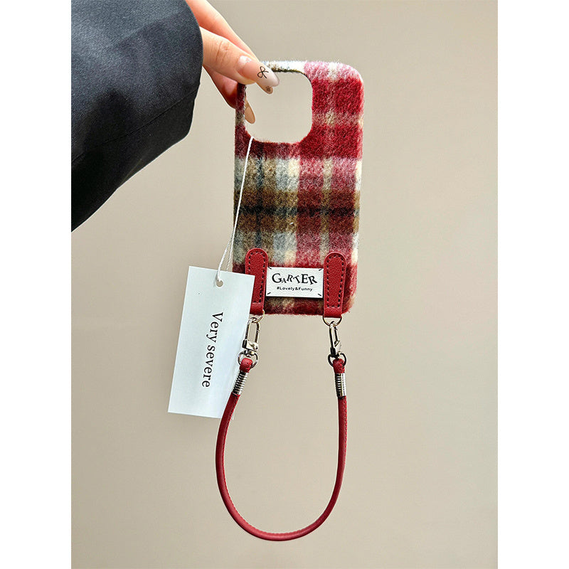 Cozy Flannel Contrast-Color Check Phone Case (13-16)