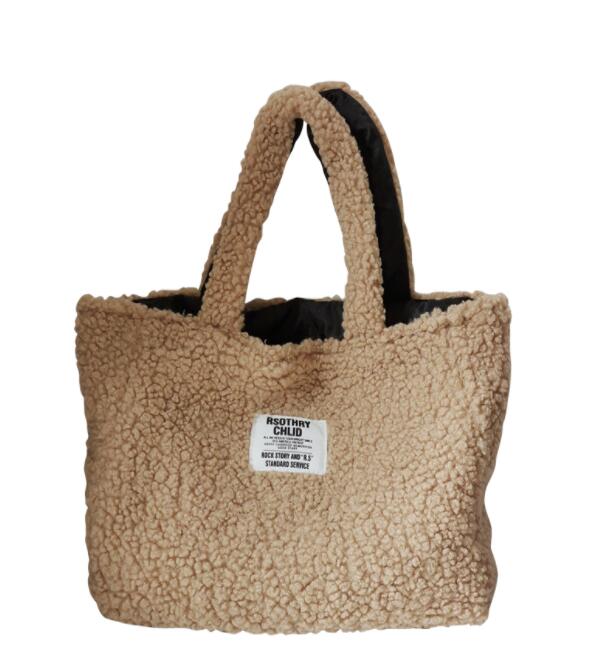 Winter Lamb Wool Handbag – Large Capacity, Reversible Plush Tote