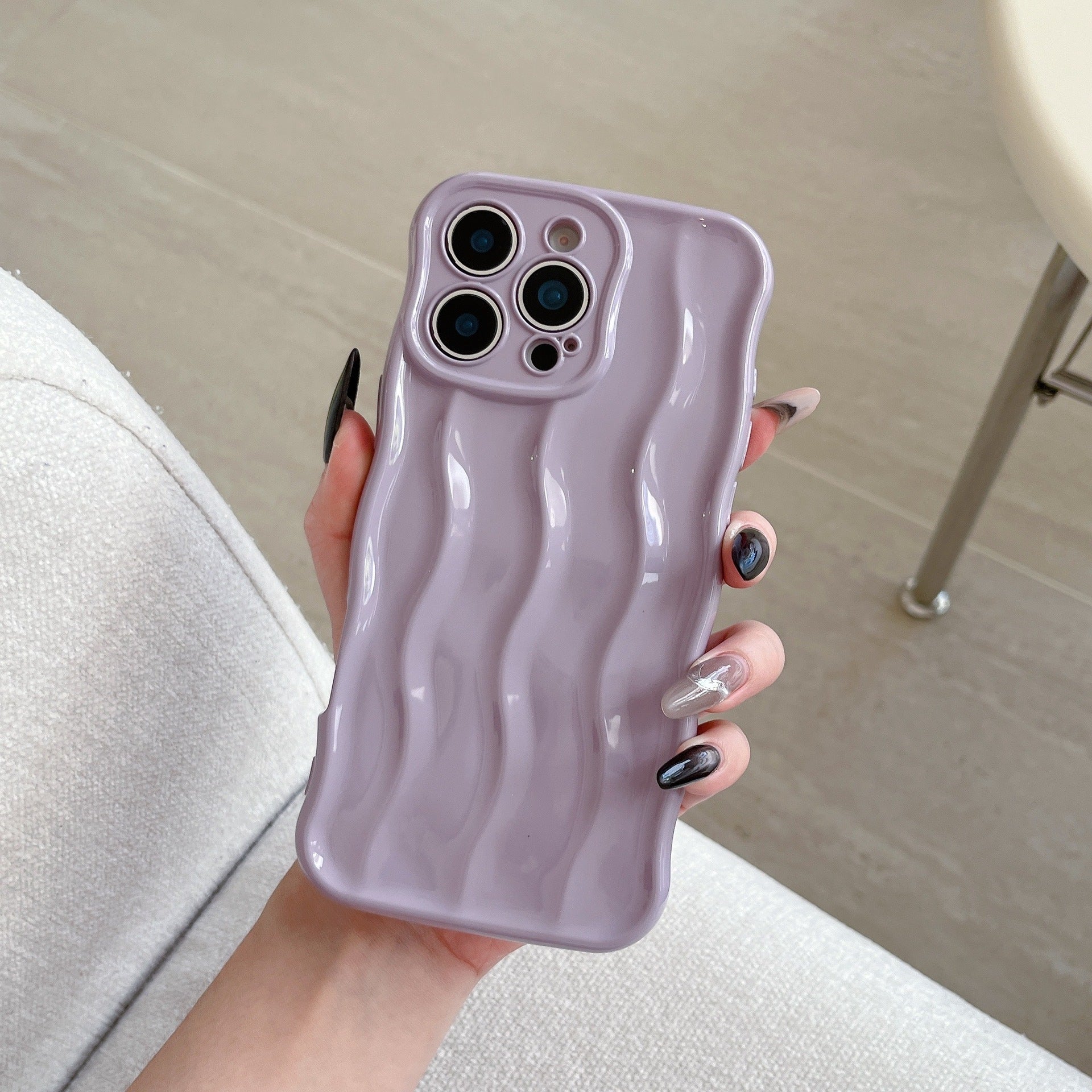 Electroplated 3D Wave Stripe Protective Phone Case (17)