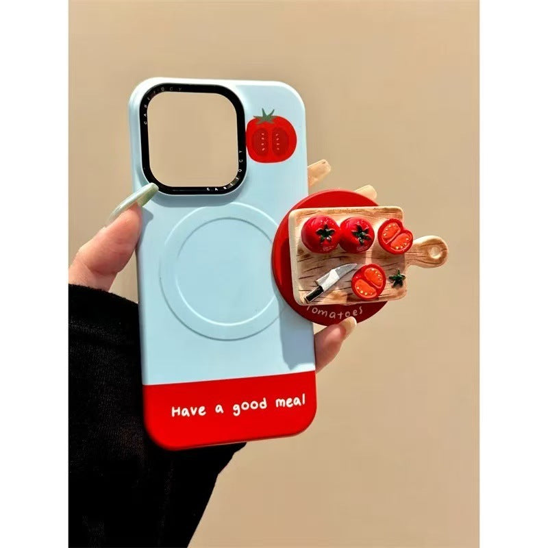Cute Tomato Cutting Board Magnetic Stand Phone Case (13-16)