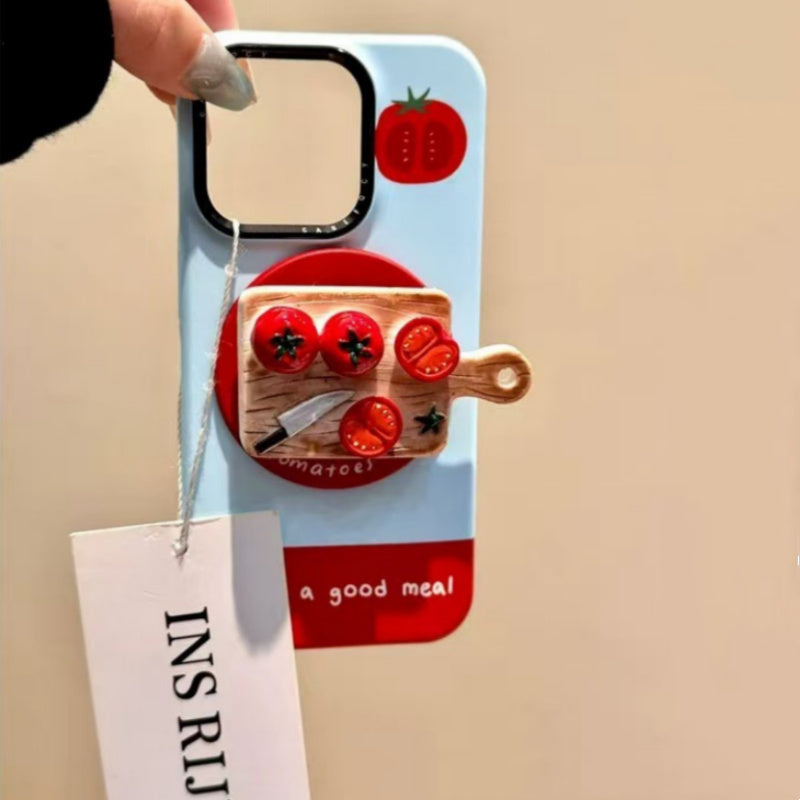 Cute Tomato Cutting Board Magnetic Stand Phone Case (13-16)