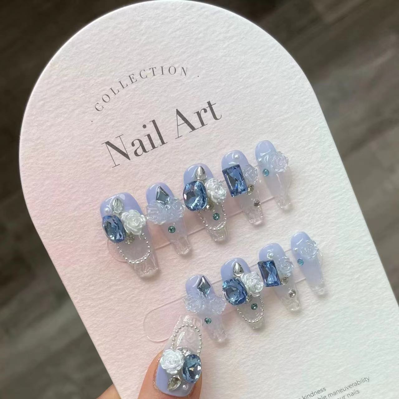 Handmade Crystal Ice Press-On Nails