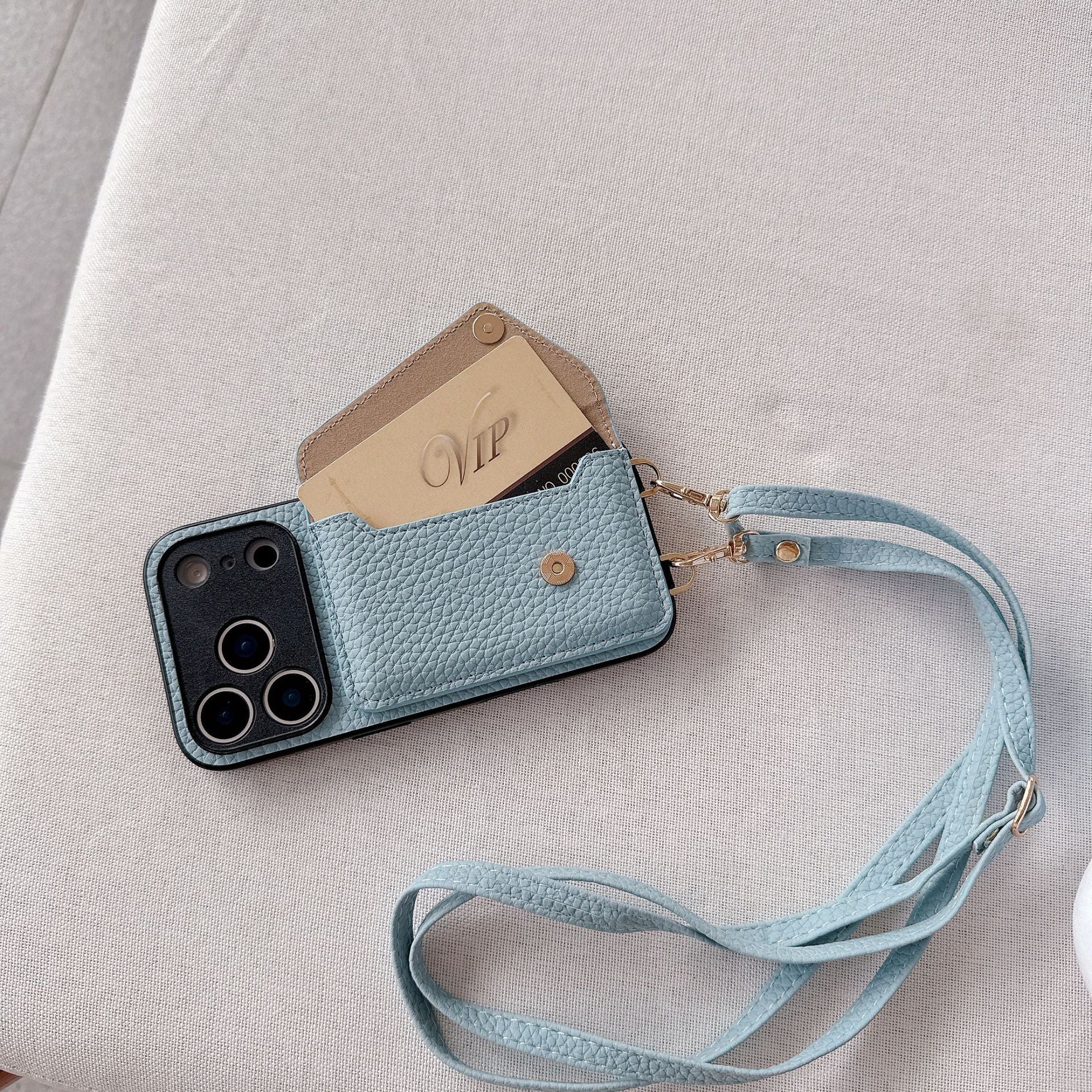 Simple Crossbody Over-the-shoulder Lanyard Leather Phone Case (17)
