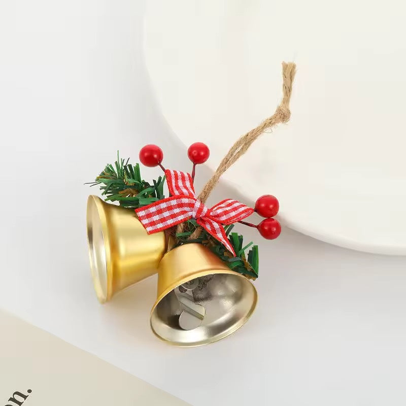 Christmas Hawthorn Bow Jingle Bell Hanging Decoration