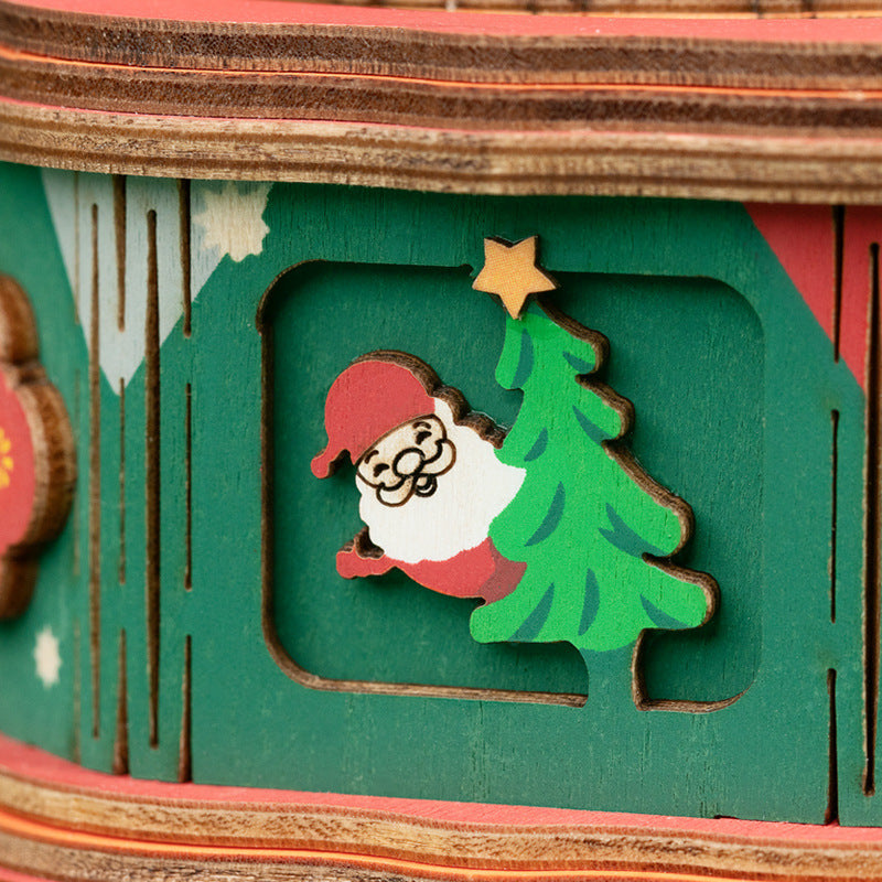 “Christmas Town” Wooden DIY Music Box – Hand-Assembled Creative Holiday Gift