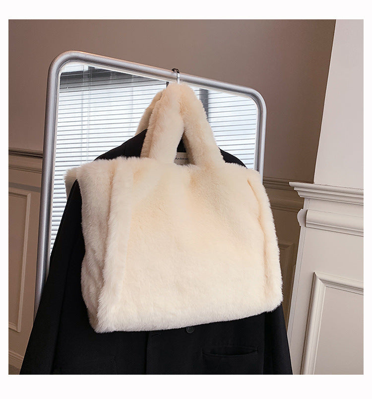 Winter Plush Tote – Cozy Large-Capacity Shoulder Bag