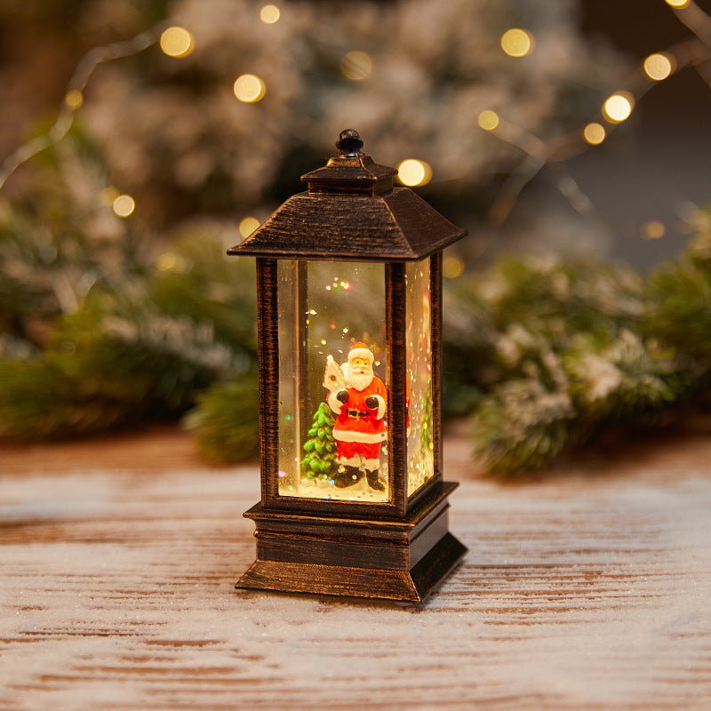 Christmas Glowing Santa Phone Booth Mini Oil Lamp Ornament