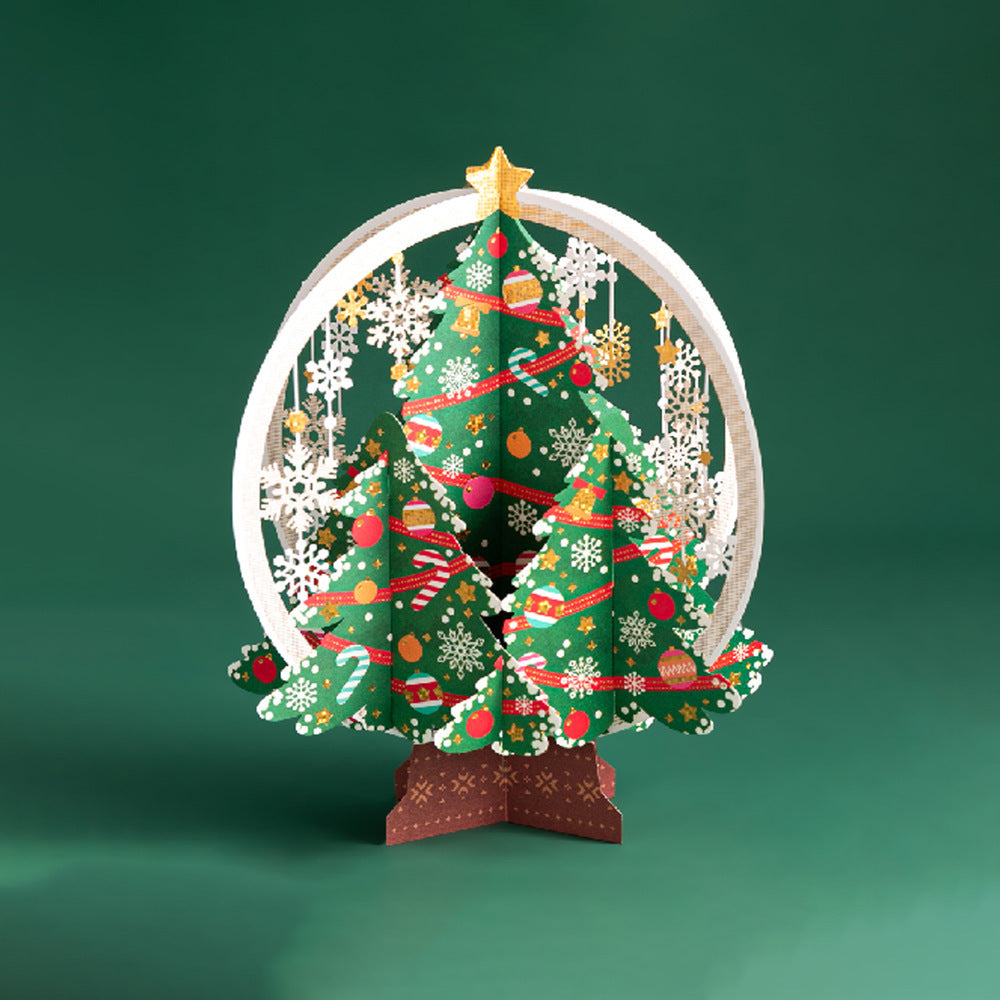 3D Christmas Green Stereo Crystal Ball Greeting Card