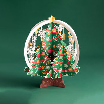 3D Christmas Green Stereo Crystal Ball Greeting Card
