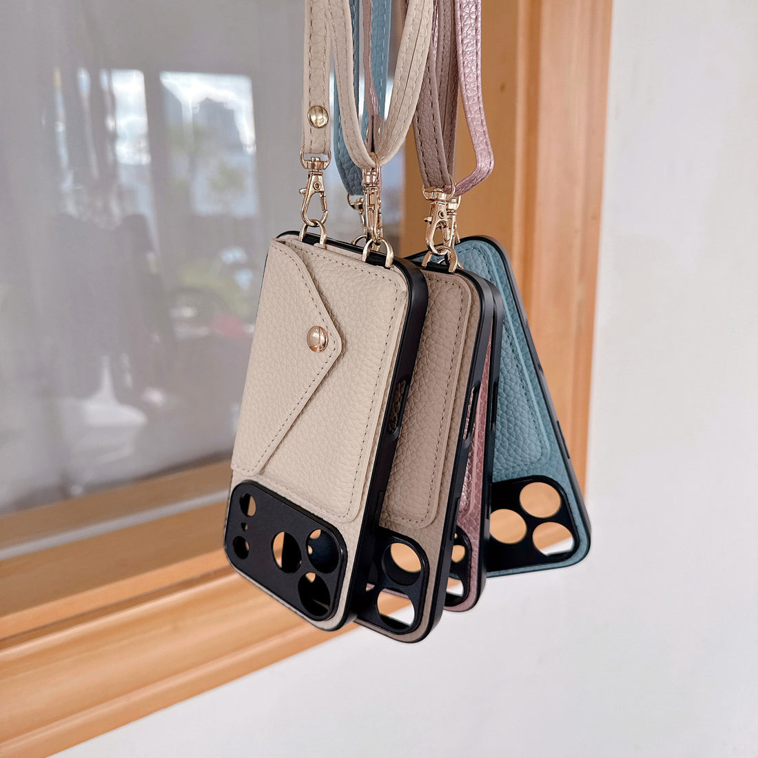 Simple Crossbody Over-the-shoulder Lanyard Leather Phone Case (17)