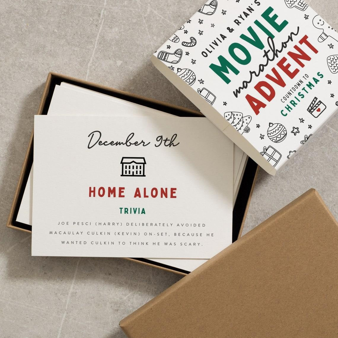 Christmas Advent Countdown Calendar Greeting Card Set