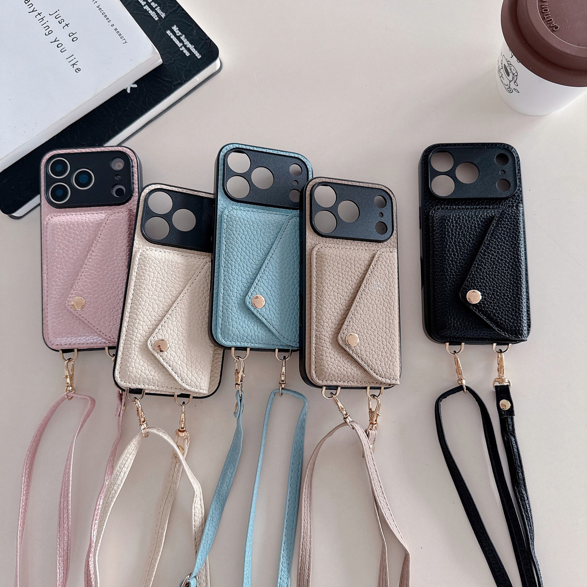 Simple Crossbody Over-the-shoulder Lanyard Leather Phone Case (17)