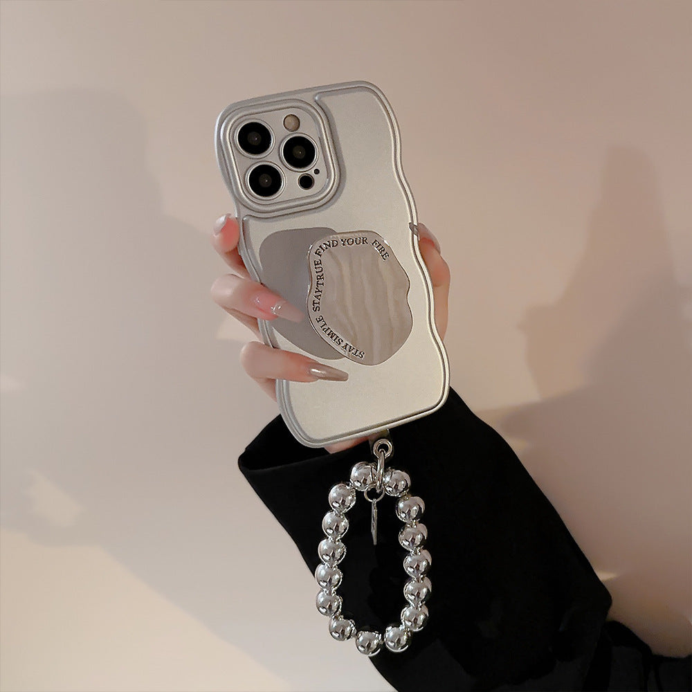 Niche Metal Silver Bracelet Electroplated Phone Case with Stand (11-16)