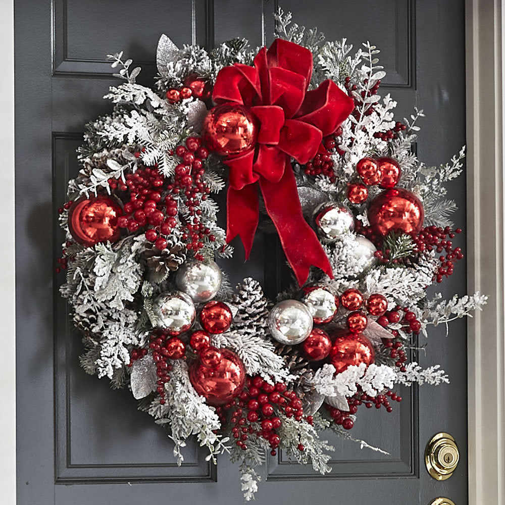 New Flocking Wreath Outdoor Decoration Door Hanging Christmas Wreath