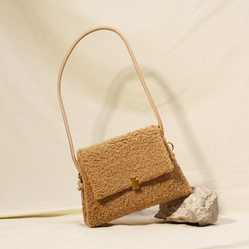 Winter Faux Lamb Wool Bag – Soft Double-Strap Shoulder & Underarm Crossbody