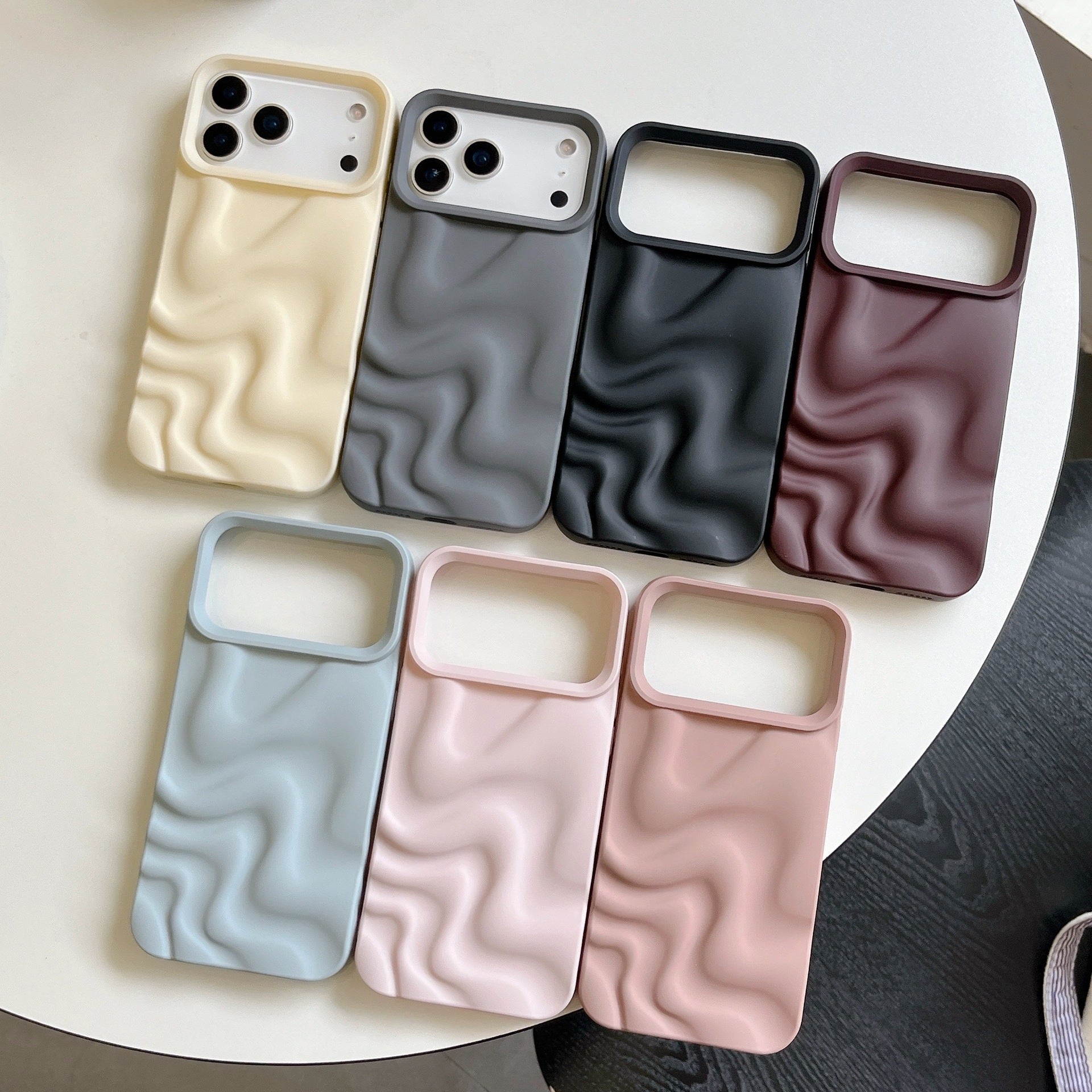 Creative Irregular Wave Pattern Solid Color Phone Case (17)