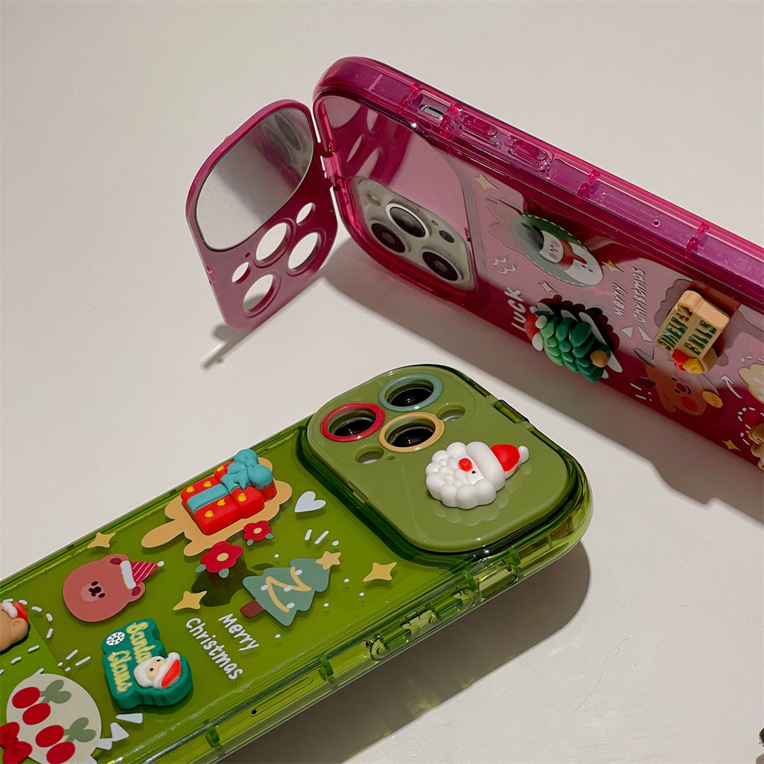 3D Cartoon Christmas Reindeer Phone Case with Lens Protection