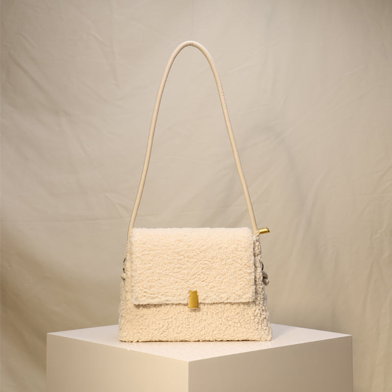 Winter Faux Lamb Wool Bag – Soft Double-Strap Shoulder & Underarm Crossbody