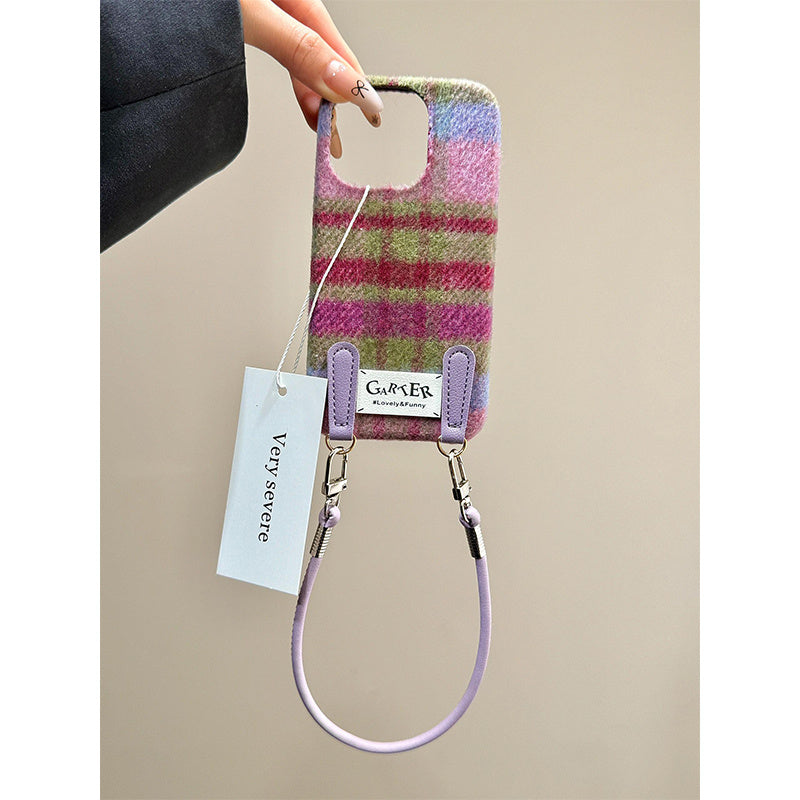 Cozy Flannel Contrast-Color Check Phone Case (13-16)