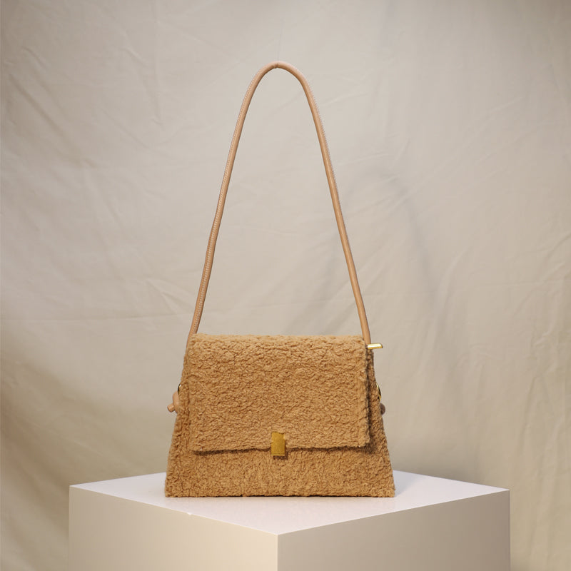 Winter Faux Lamb Wool Bag – Soft Double-Strap Shoulder & Underarm Crossbody