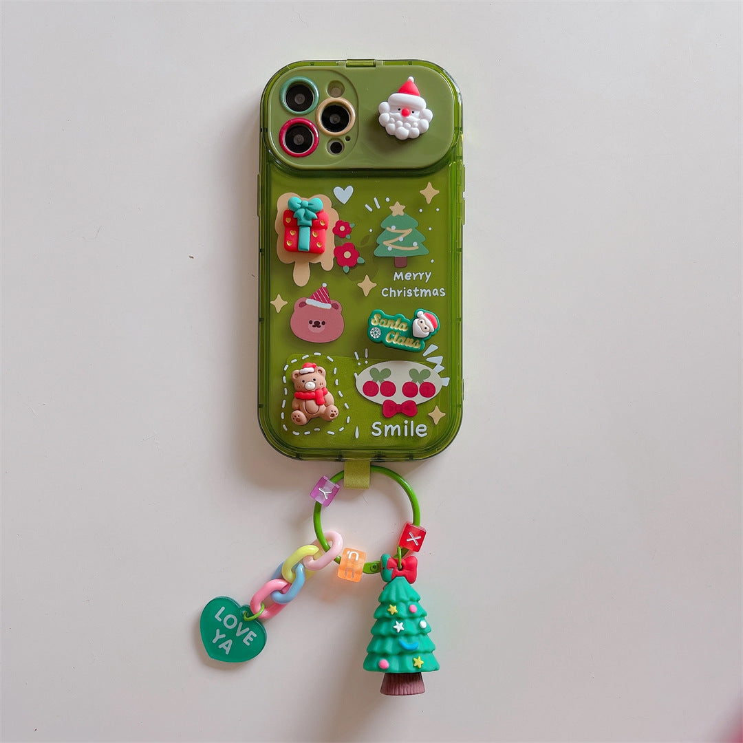 3D Cartoon Christmas Reindeer Phone Case with Lens Protection