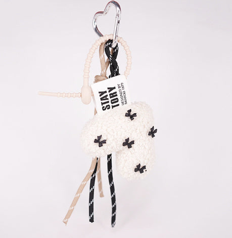 Lamb Wool Love Bowknot Bag Charm Pendant