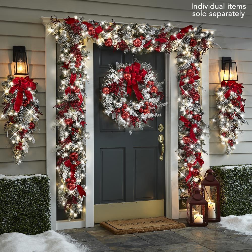 New Flocking Wreath Outdoor Decoration Door Hanging Christmas Wreath